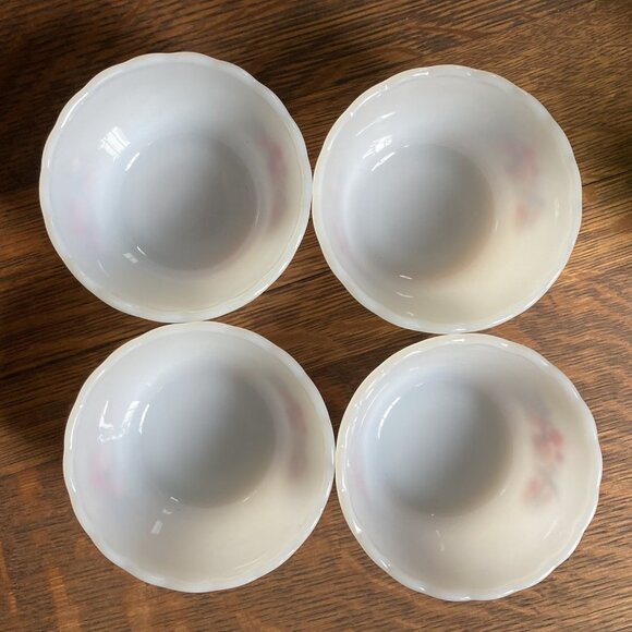 4 FIRE KING Primrose Custard Cups Ramekins, 1960s, Floral #424, Limited edition - Picture 11 of 12